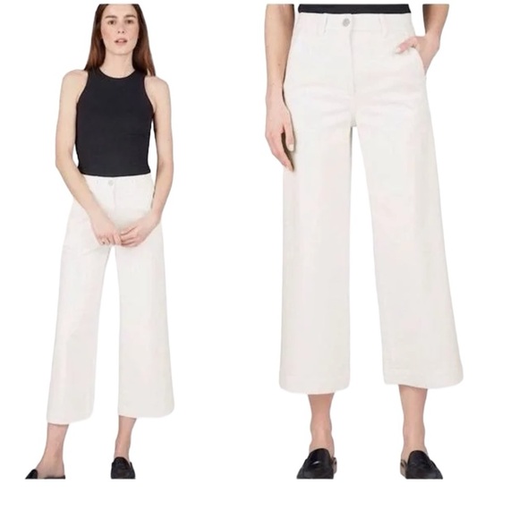 Everlane Pants - Everlane White Cropped Wide Leg Pants 98% Cotton 2% Elastane Sz 8